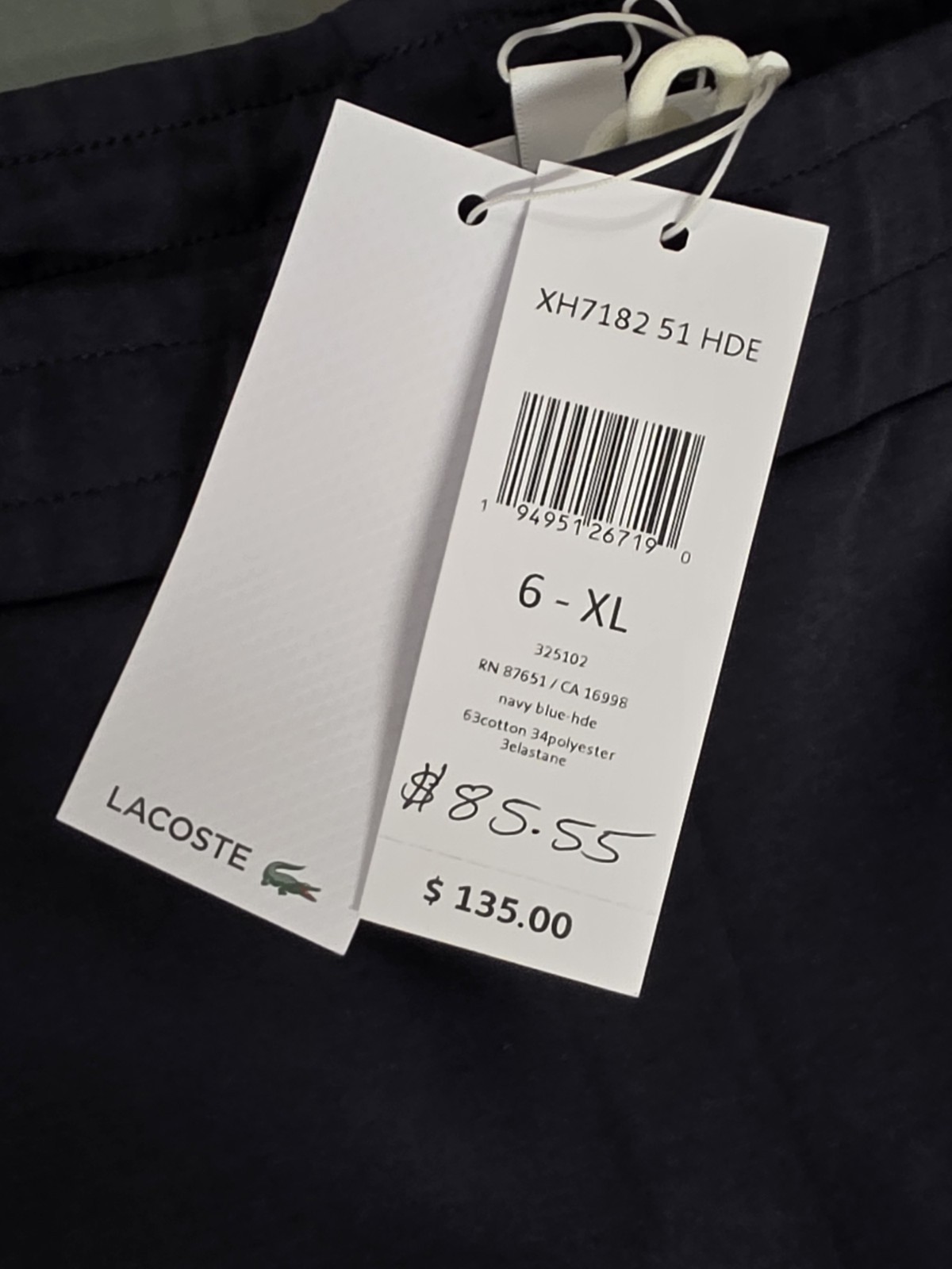 LACOSTE Unisex Sweatpants Navy Blue - XH7182 51 hde  size 6 - XL - NEW thumbnail 3