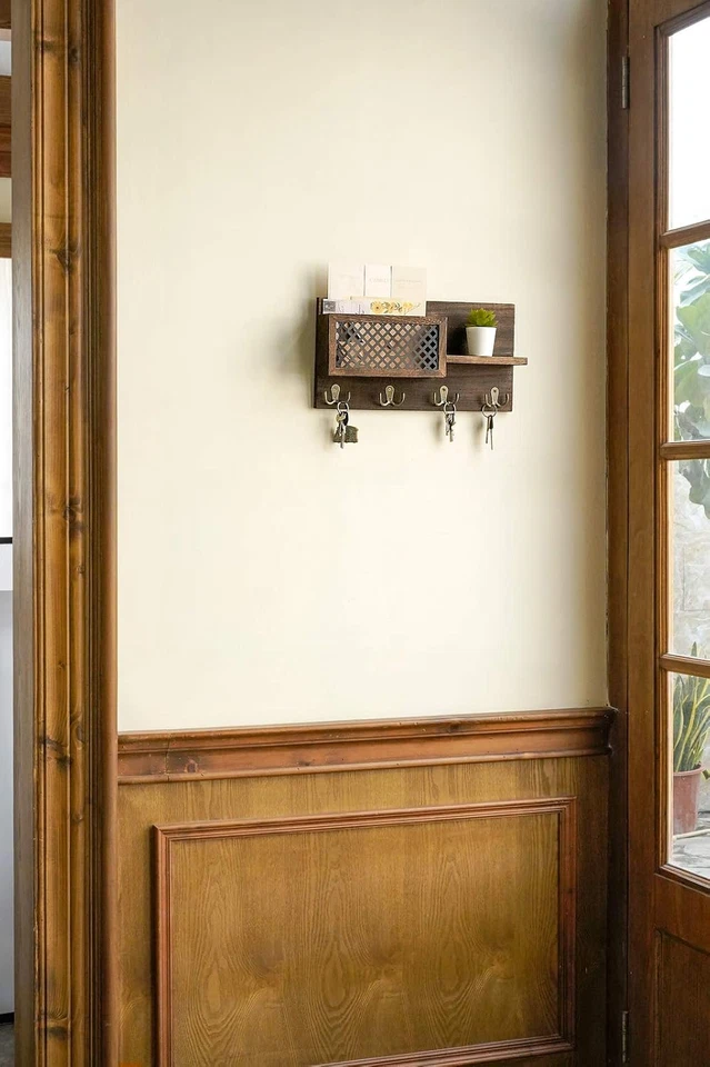 Dahey Key Holder Wall Mounted Mail Holder Organizer with 4 Double Key Hooks for - Image 2 of 4