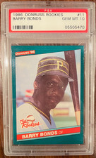 1986 Donruss The Rookies #11 Barry Bonds Pittsburgh Pirates RC Rookie PSA 10