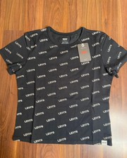 Image of Levi’s Women's Brand Logo Slim Fit T-shirt Black size M