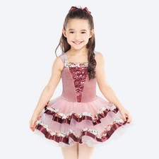 Dance Costume XL Child Red Revolution RC22746 Ballet YAGP Floral Ribbon Tutu