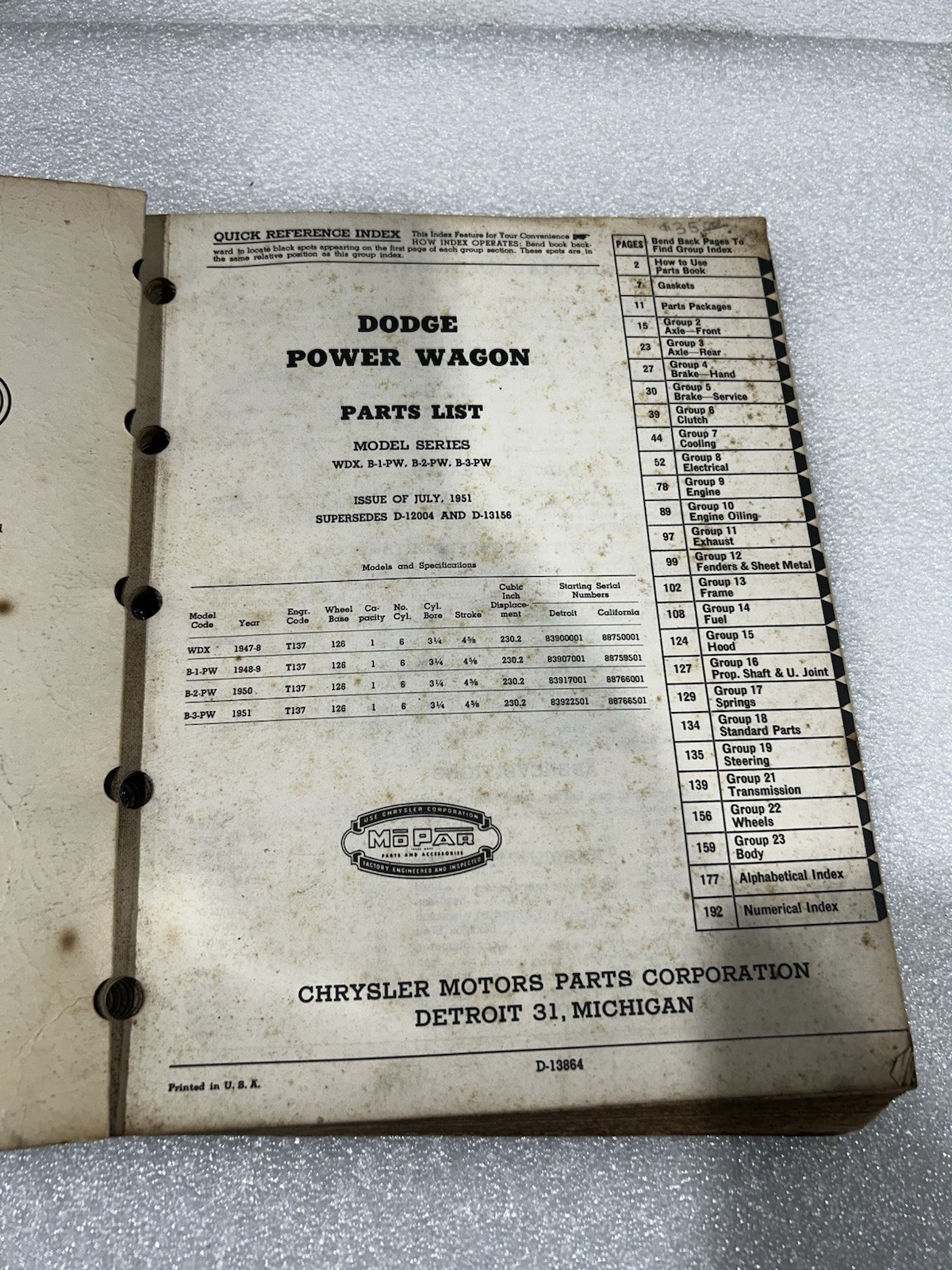 1946-1951년형 닷지 플랫 펜더 파워 왜건 OEM 부품 카탈로그 매뉴얼 3