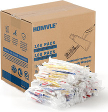 100 Packs Disposable Toothbrushes with Toothpaste, Individually Wrapped Travel T