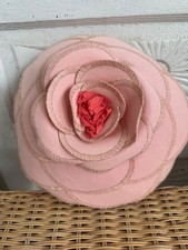 Vintage Peach Flower Petal Rose Round Accent Pillow 12" Cottage Core