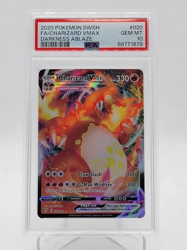 CHARIZARD VMAX 2020 POKEMON DARKNESS ABLAZE FULL ART #020/189 PSA 10 Q0895