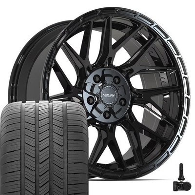 4PS28 20x9 Black Rims, Goodyear Tires & TPMS Set Fits Wrangler Gladiator