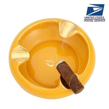 Galiner Ceramic Cigar Ashtray Outdoors 3 Slot Cigar Holders Round Big Ash Tray