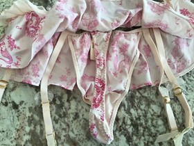 Vintage Victoria's Secret Sexy Little Things Mermaid Satin Garter Skirted Thong