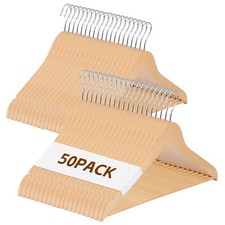 50PCS Non-Slip Versatile Closet Wooden Hanger for Suit Coat Jackets 360  Hook