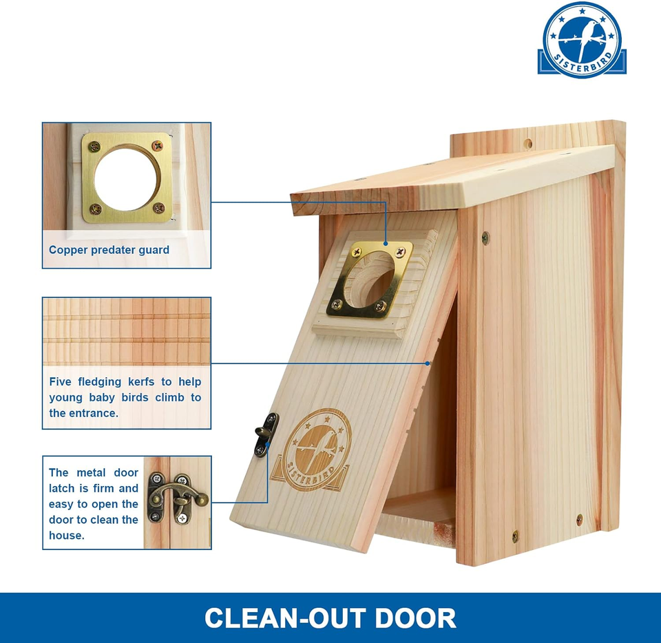 Bird Houses for outside Clearance with Copper Guard, Cedar Bird House