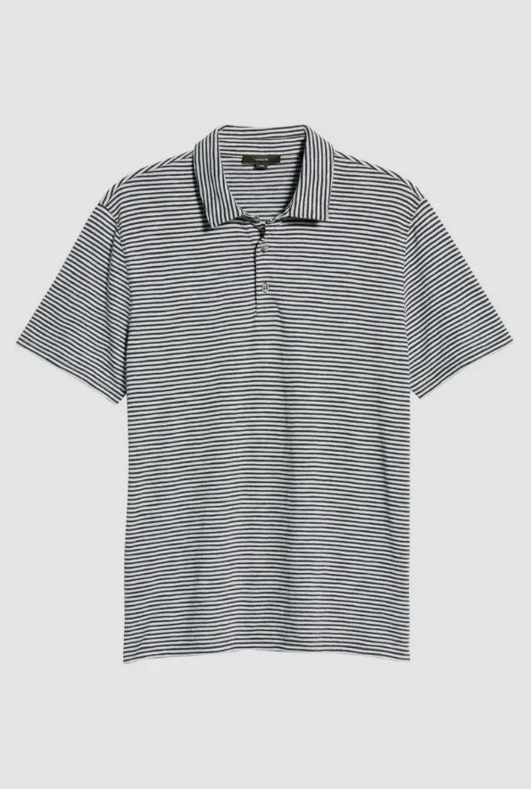$150 Vince Mens Blue Stripe Cotton Polo Shirt Size L
