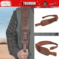TOURBON PU Leather Rifle Sling Shooting Soft Padded Gun 30-06 Ammo Carry Strap