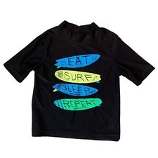 Osh Kosh B  Gosh Black Swim Shirt-Eat Surf Sleep Repeat-Size 3T-Rashguard