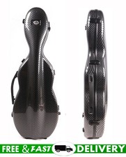Black Travel Ready 4/4 Violin Case Carbon Fiber Composite Hygrometer Back Strap