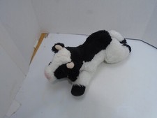 Aurora 12  Cow May Bell Plush laying down black white cow flopsie style