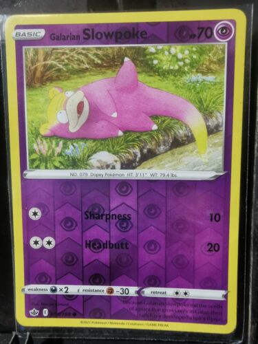 Pokemon Galarian Slowpoke 70 054/198 Reverse Holo Card SealedinSleeve monst155 - Afbeelding 1 van 6