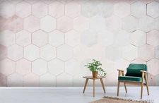 3D Hexagon Pink Marble Wallpaper Wall Mural Removable Self-adhesive Sticker1143
