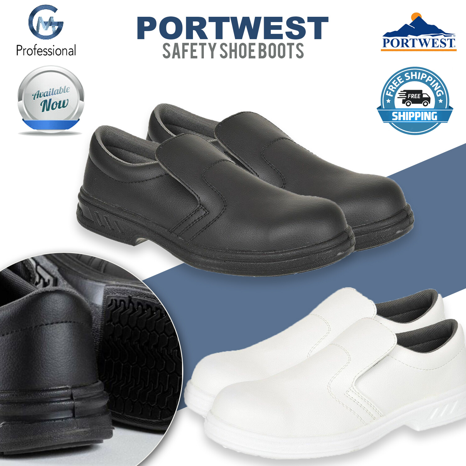 Portwest Slip On Safety Shoes Kitchen Catering Medical Industry SRC