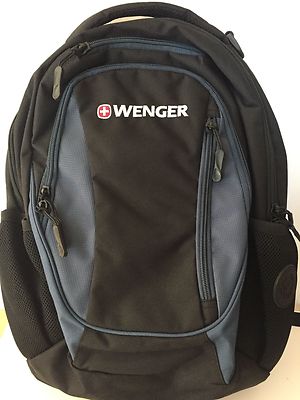 Wenger Black and Blue Three Pocket Backpack NWOT
