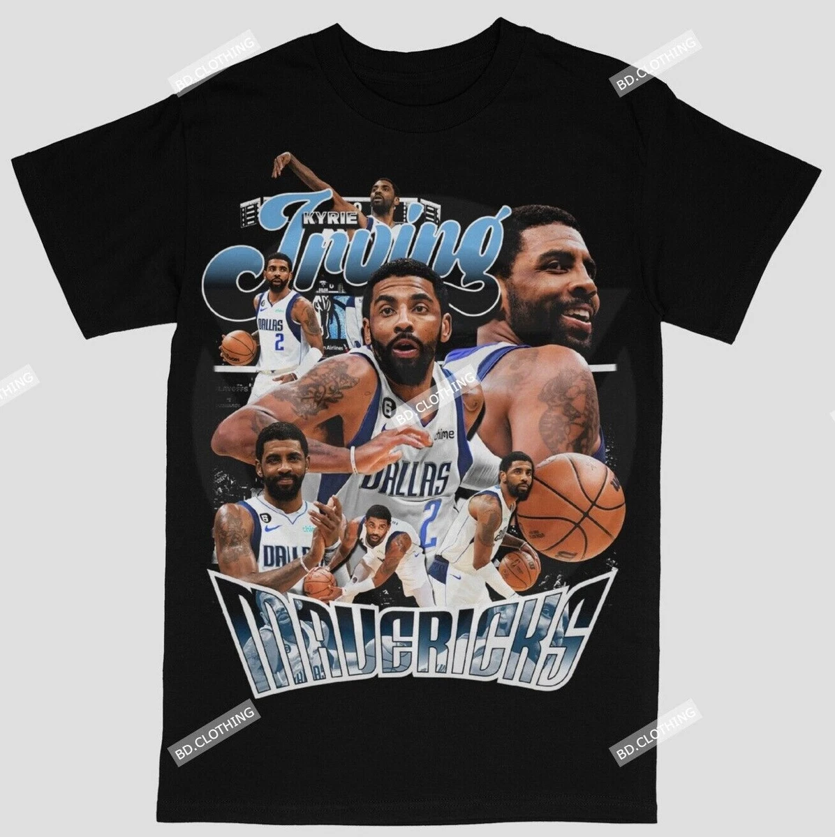 Kyrie Irving Dallas Mavericks Basketball Tee Black Crew T-Shirt S-5XL