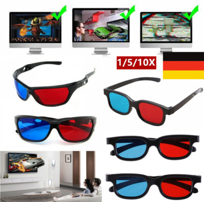 1-10 Stk Schwarz Anaglyphic 3D Brille Rot Blau Zyan Stereoskopisch Motion / Bild