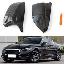 2pcs Carbon Fiber Door Mirror Covers Fits 2014 -2020 Infiniti Q50 Q60 Q70 QX30