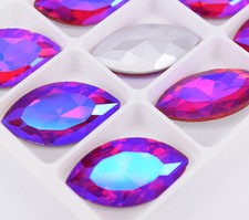 50pcs Navette Glass Rhinestone Red AB Faceted Strass crystal Jewels stones