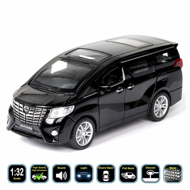 1 32 Toyota Alphard Diecast Model Cars Pull Back Light Sound Toy Gifts For Kids