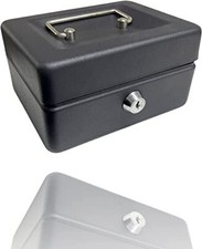 Metal Steel Petty Money Cash With Coin Tray Box Bank Safe Security Lock 2 Keys 