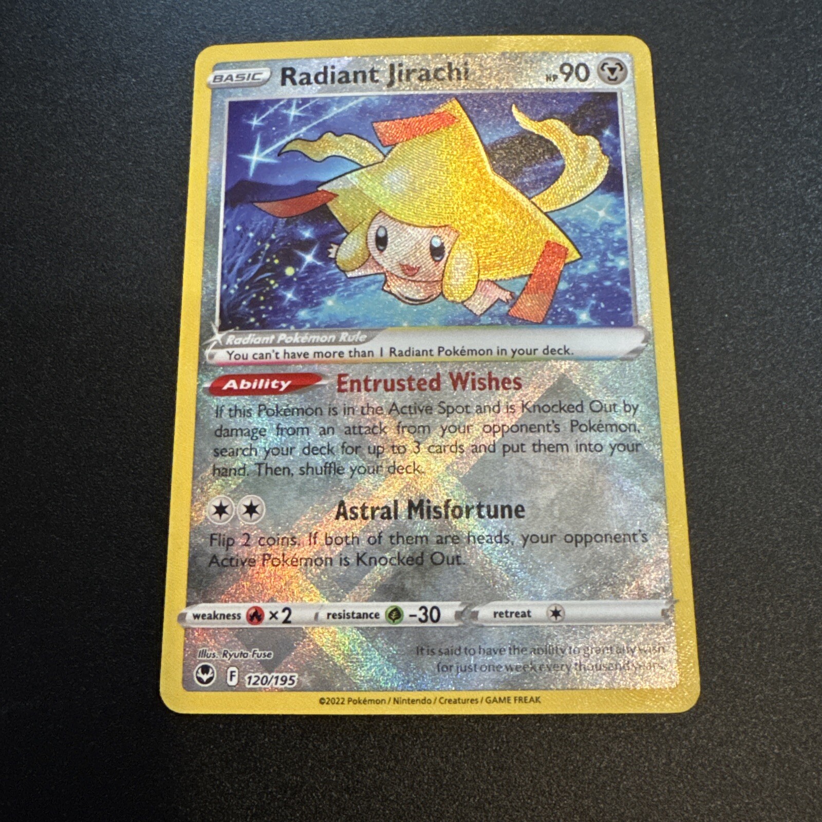 Radiant Jirachi 120/195 SWSH Silver Tempest Shiny Holo Rare Pokémon TCG 2022 NM