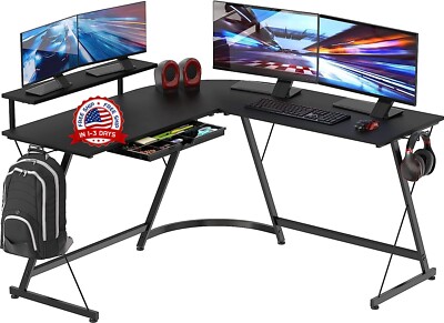 Escritorio Computadora Esquinero Para Juegos En Forma De L Con Soporte Monitor
