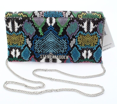 STEVE MADDEN Women's BSUBLIME Multi RAINBOW Snake Clutch w