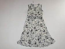 Talbots Women's Sleeveless Floral Print Dress Size 2 Petite Cream White Black 2P