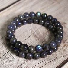 Natural Black Cat Eye Labradorite 7mm Gemstone Healing Reiki Women Men Bracelet