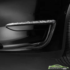 Fit 19-23 Model 3/Y Forged Carbon Front Fog Light Trim Cover U-STYLE Black