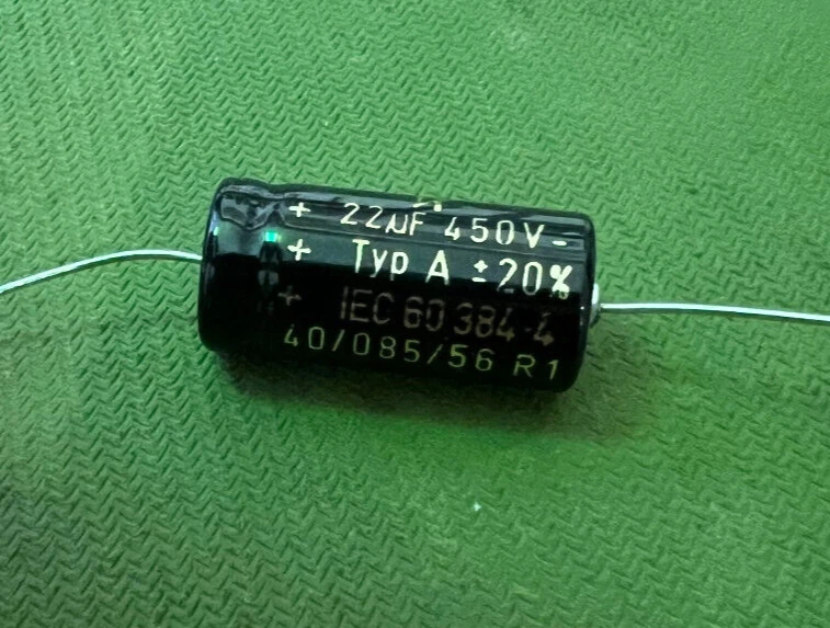 Axial 22 uF (22μF) 450V F&T Capacitor for valve amp. 22uF 22 μF 450 V cap