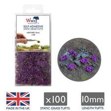 WWS Static Grass Tufts x 100 – Heather, 10mm – Model Railway Wargame Scenery