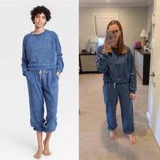 Women's' Sweatshirt S 4-6 Reverse Fleece Lounge Blue- Colsie