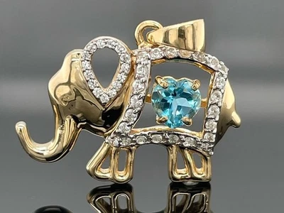 ANHÄNGER "ELEFANT" AUS 925/- SILBER VERG. MIT BLAUTOPAS & ZIRKON SCHMUCKJAGD - Bild 1 von 2