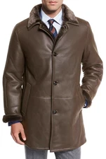 Gallotti Mens Shearling Fur-Lined Nappa Leather Jacket 48 Brown IT 58  NWT $1995