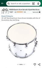 14×10 Marching Snare Drum With Strap, Sticks And Key Tool