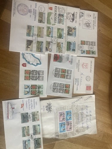 GB Isle of Man 50 different FDC covers incl great assortment of blocks / sheets