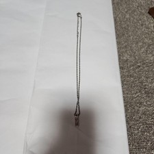 Christian Dior Logo Pendant Necklace Silver Tone Simple Elegant Jewelry