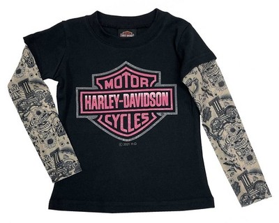 Harley-Davidson HD KIDS GIRL T-SHIRT MESH TATTOO, Baumwolle, Für Kinder