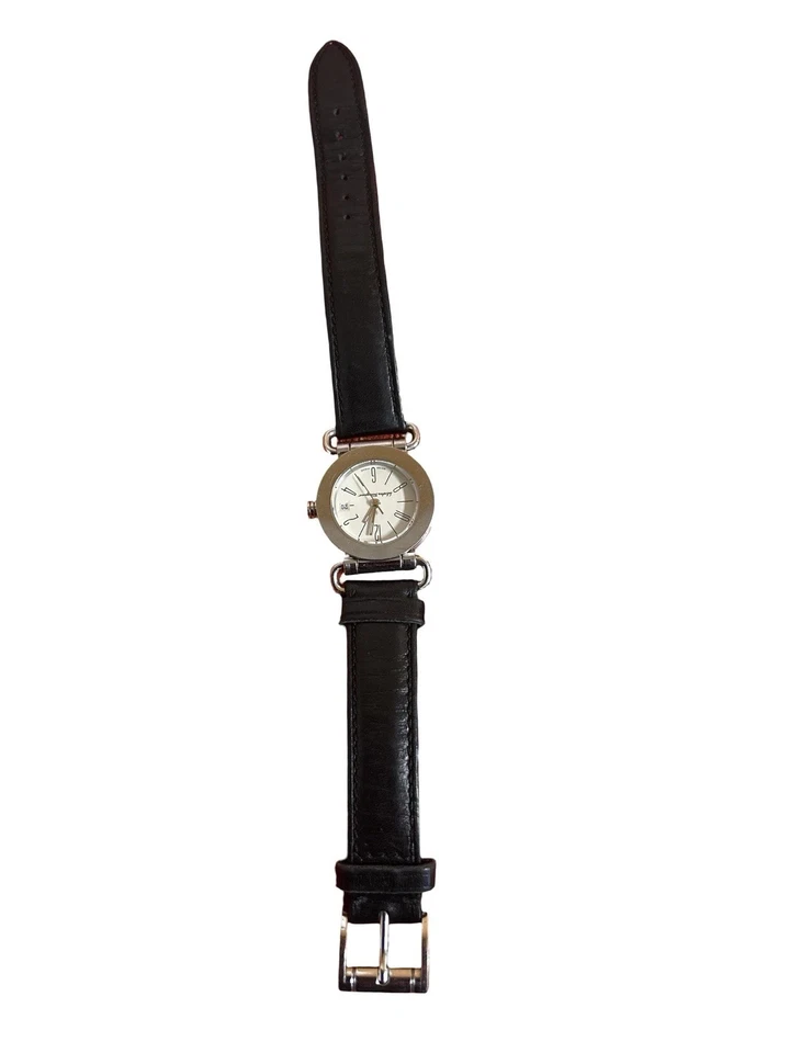 VINTAGE Salvatore Ferragamo Women's Black Leather Swiss Quartz Watch | Silver - Image 2 of 4