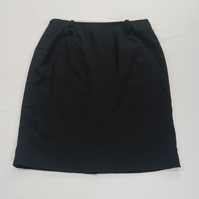 Max Studio A712Q11B Women's Rear Zipper & Slit Black Pencil Skirt Size 10