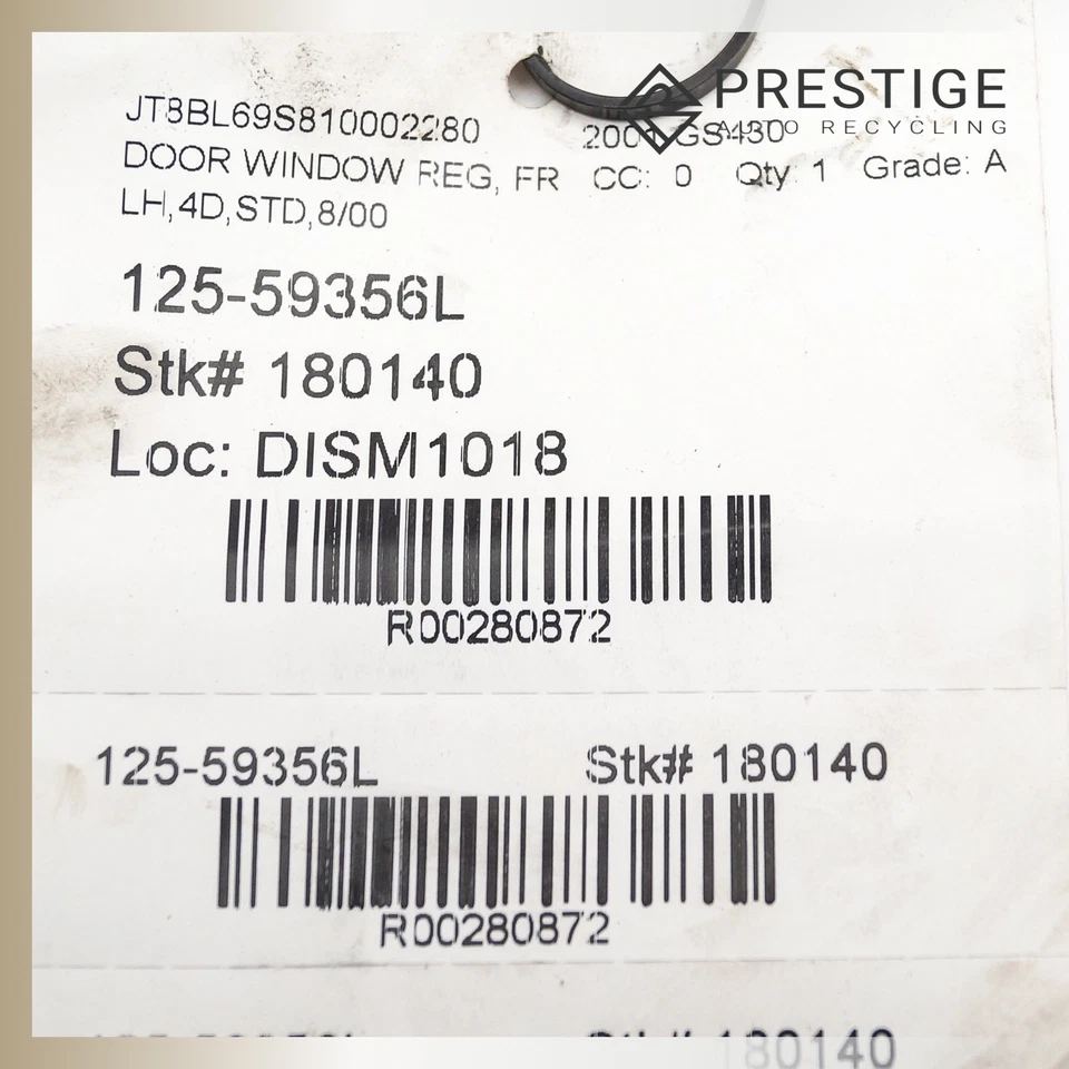 Regulador de ventana de puerta Lexus GS430 1998-2005 con motor delantero izquierdo 69802-30240 Foto 4 de 4