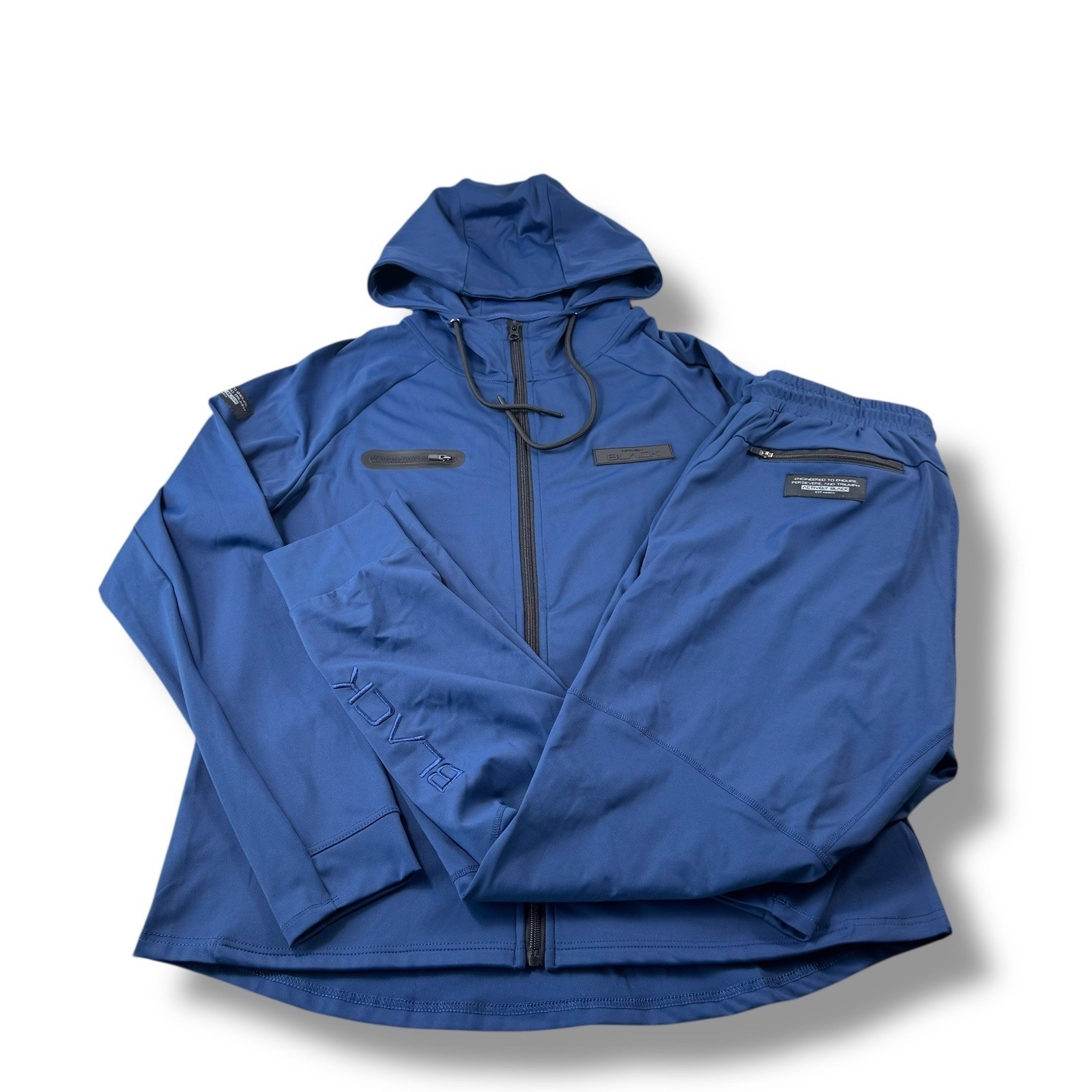 Actively Black Navy Blue Performance Tech Hoodie … - image 1