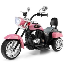 Pemberly Row 6V Kids Ride On Chopper Motorcycle 3 Wheel Trike Pink