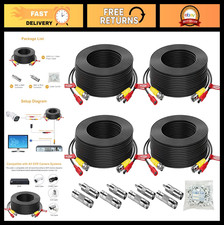 200ft Video Power Cable 4 Pack for CCTV Security Cameras, 8 BNC Connectors Inclu
